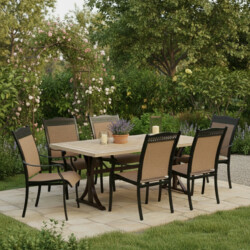 Hampton Dining Table With 6 Medrino Chairs Set picture 01 a garden lifestyle image