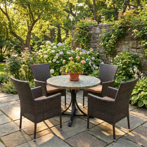 Monterey Dining Table With 4 Stockholm Brown Chair Set picture 01 a garden lifestyle image