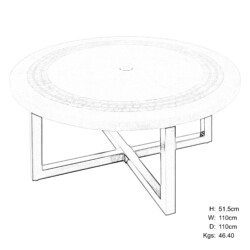 Montpellier 110Cm Coffee Table picture 30 dimensions height 75cm x width 110cm x depth 110cm weight 45.8kg