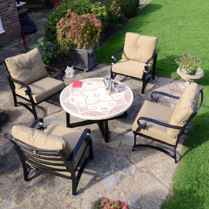 Provence 110Cm Coffee Table With 4 Windsor Deluxe Lounge Chair Set picture 01 a garden lifestyle image