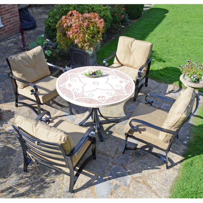 Provence Dining Table With 4 Windsor Deluxe Lounge Chair Set picture 01 a garden lifestyle image