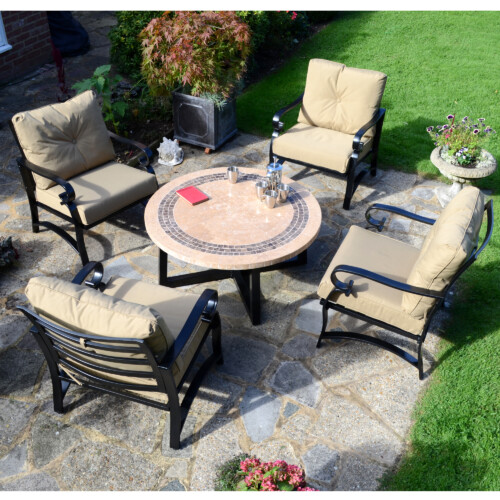 Vermont 110Cm Coffee Table With 4 Windsor Deluxe Lounge Chair Set picture 01 a garden lifestyle image