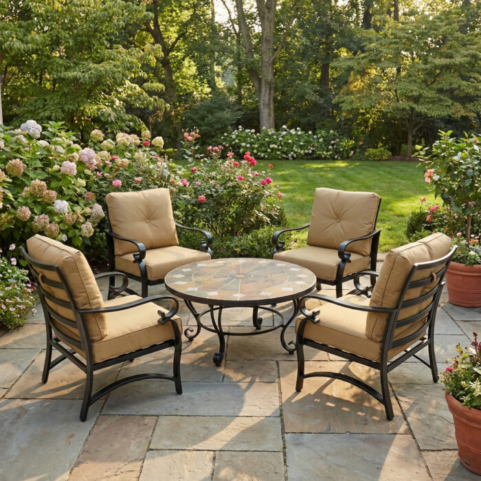 Granada 91Cm Coffee Table With 4 Windsor Deluxe Lounge Chair Set picture 01 a garden lifestyle image
