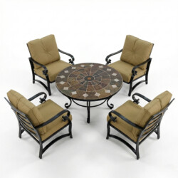 Granada 91Cm Coffee Table With 4 Windsor Deluxe Lounge Chair Set picture 02 a white background image