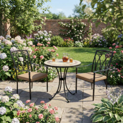 Henley 71Cm Bistro Table With 2 Ascot Chair Set picture 01 a garden lifestyle image