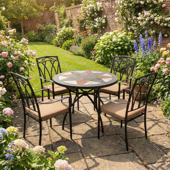 Montilla 91Cm Patio Table With 4 Ascot Chair Set picture 01 a garden lifestyle image
