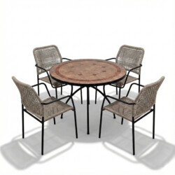 Richmond 91Cm Patio With 4 Rivella Taupe Chairs Set picture 02 a white background image