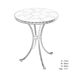 Villena 60Cm Bistro Table picture 30 dimensions height 73cm x width 60cm x depth 60cm weight 17.5kg