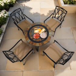 Villena 91Cm Patio Table With 4 Ascot Chair Set picture 01 a garden lifestyle image