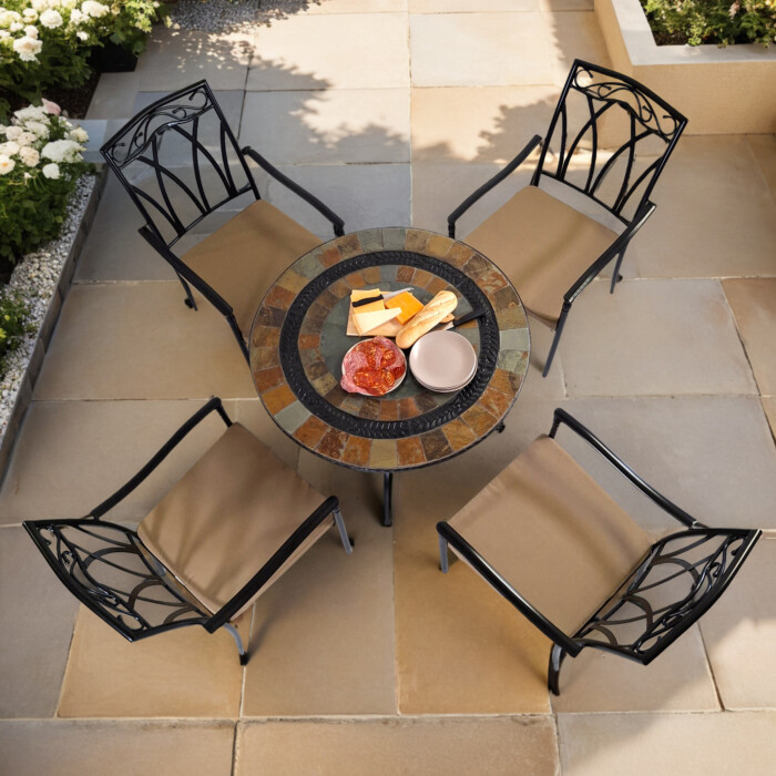 Villena 91Cm Patio Table With 4 Ascot Chair Set picture 01 a garden lifestyle image