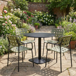 Albin 80 Round Table Black With 4 Karin Armchair Avocado Black Set picture 01 a garden lifestyle image