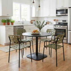 Albin 80 Round Table Black With 4 Karin Armchair Avocado Black Set picture 08 a lifestyle image