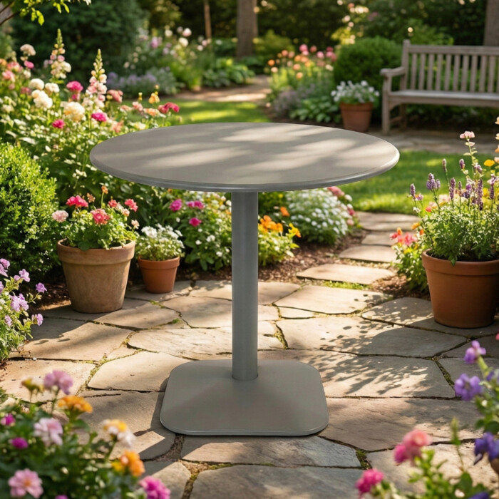 Albin 80 Round Table Nickel Grey picture 21 a garden lifestyle image