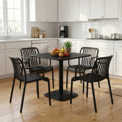 Albin 80 Square Table Black With 4 Alma Armchair Black Set picture 08 a lifestyle image