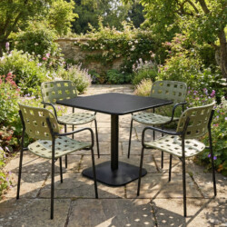 Albin 80 Square Table Black With 4 Karin Armchair Avocado Black Set picture 01 a garden lifestyle image