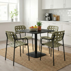 Albin 80 Square Table Black With 4 Karin Armchair Avocado Black Set picture 08 a lifestyle image