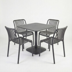 Albin 80 Square Table Nickel Grey With 4 Mia Bistro Chair Nickel Grey Set picture 02 a white background image