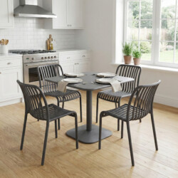 Albin 80 Square Table Nickel Grey With 4 Mia Bistro Chair Nickel Grey Set picture 08 a lifestyle image