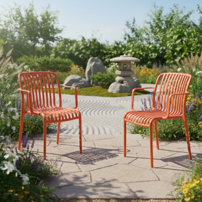 Alma Armchair Chilli Red Pack Of 2 picture 01 a garden lifestyle image