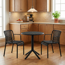 Bergen Bistro Table Black With 2 Alma Armchair Black Set picture 08 a lifestyle image