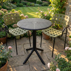 Bergen Bistro Table Black With 2 Karin Armchair Avocado Black Set picture 01 a garden lifestyle image