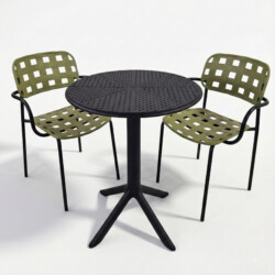 Bergen Bistro Table Black With 2 Karin Armchair Avocado Black Set picture 02 a white background image