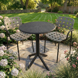 Bergen Bistro Table Black With 2 Karin Armchair Grey Black Set picture 01 a garden lifestyle image