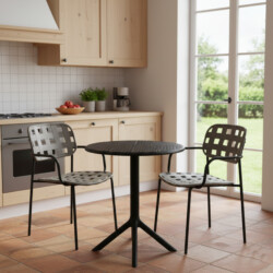 Bergen Bistro Table Black With 2 Karin Armchair Grey Black Set picture 08 a lifestyle image
