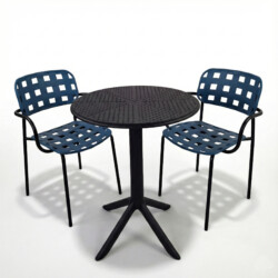Bergen Bistro Table Black With 2 Karin Armchair Petrol Blue Black Set picture 02 a white background image