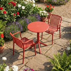 Bergen Bistro Table Chilli With 2 Alma Armchair Chilli Set picture 01 a garden lifestyle image
