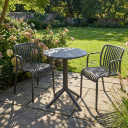 Bergen Bistro Table Nickel Grey With 2 Alma Armchair Nickel Grey Set picture 01 a garden lifestyle image