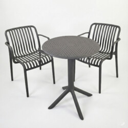 Bergen Bistro Table Nickel Grey With 2 Alma Armchair Nickel Grey Set picture 02 a white background image
