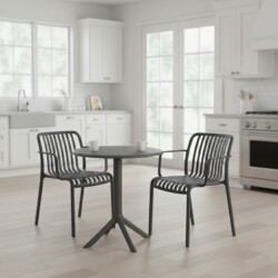 Bergen Bistro Table Nickel Grey With 2 Alma Armchair Nickel Grey Set picture 08 a lifestyle image