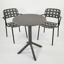Bergen Bistro Table Nickel Grey With 2 Karin Armchair Grey Black Set picture 02 a white background image