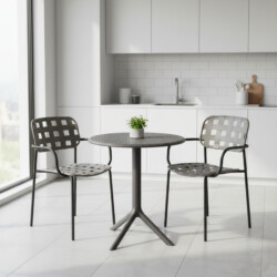 Bergen Bistro Table Nickel Grey With 2 Karin Armchair Grey Black Set picture 08 a lifestyle image