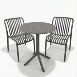 Bergen Bistro Table Nickel Grey With 2 Mia Bistro Chair Nickel Grey Set picture 02 a white background image