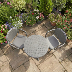 Bergen Bistro Table Nickel Grey With 2 Stina Armchair Nickel Grey Set picture 07 a detail image
