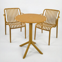 Bergen Bistro Table Saffron With 2 Alma Armchair Saffron Set picture 02 a white background image