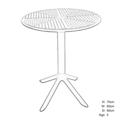 Bergen Bistro Table Saffron picture 30 dimensions height 70cm x width 60cm x depth 60cm weight 5kg