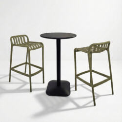 Emil 60 Round 2 Seat Bar Table Black With 2 Elsa Barstool Avocado Set picture 02 a white background image
