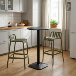 Emil 60 Round 2 Seat Bar Table Black With 2 Elsa Barstool Avocado Set picture 08 a lifestyle image