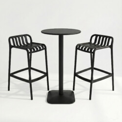 Emil 60 Round 2 Seat Bar Table Black With 2 Elsa Barstool Black Set picture 02 a white background image