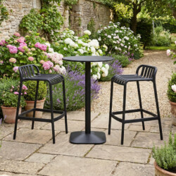Emil 60 Round 2 Seat Bar Table Black With 2 Elsa Barstool Black Set picture 06 a detail image