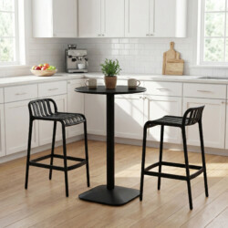 Emil 60 Round 2 Seat Bar Table Black With 2 Elsa Barstool Black Set picture 08 a lifestyle image