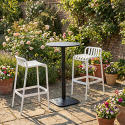 Emil 60 Round 2 Seat Bar Table Black With 2 Elsa Barstool Polar White Set picture 01 a garden lifestyle image