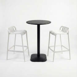 Emil 60 Round 2 Seat Bar Table Black With 2 Elsa Barstool Polar White Set picture 02 a white background image