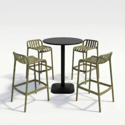 Emil 80 Round 4 Seat Bar Table Black With 4 Elsa Barstool Avocado Set picture 02 a white background image