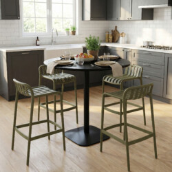Emil 80 Round 4 Seat Bar Table Black With 4 Elsa Barstool Avocado Set picture 08 a lifestyle image