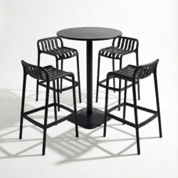 Emil 80 Round 4 Seat Bar Table Black With 4 Elsa Barstool Black Set picture 02 a white background image