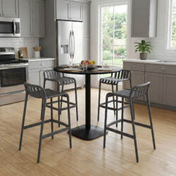 Emil 80 Round 4 Seat Bar Table Black With 4 Elsa Barstool Nickel Grey Set picture 08 a lifestyle image